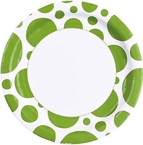 Amscan: Solid Colour Dots Kiwi - 8 Piatti 23 Cm