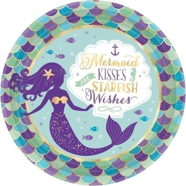 Amscan: 8 Plates Mermaid Wishes Round Paper 23 Cm Sup