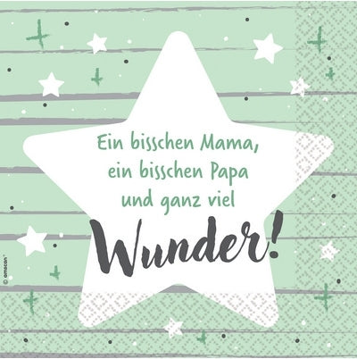 Amscan: 16 Napkins 'Ein Bisschen Mama, Ein Bisschen Papa Und Ganz Viel Wunder!'