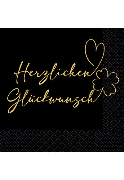 16 Napkins 'Herzlichen Gluckwunsch' 33Cm X 33Cm