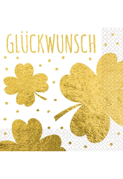 16 Napkins 'Gluckwunsch' 33Cm X 33Cm