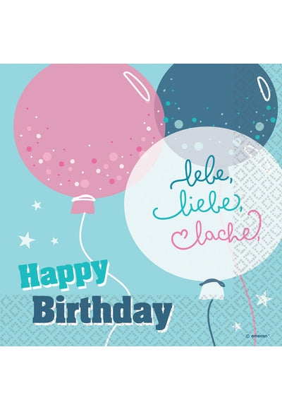16 Napkins 'Happy Birthday - Lebe, Liebe, Lache
