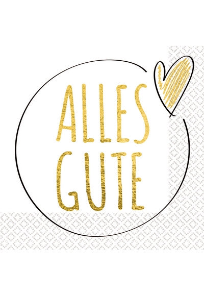 16 Napkins 'Alles Gute' 33Cm X 33Cm