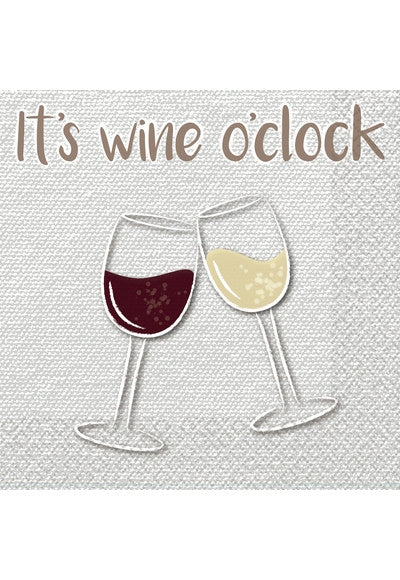 16 Napkins 'It's Wine O'clock' 33Cm X 33Cm