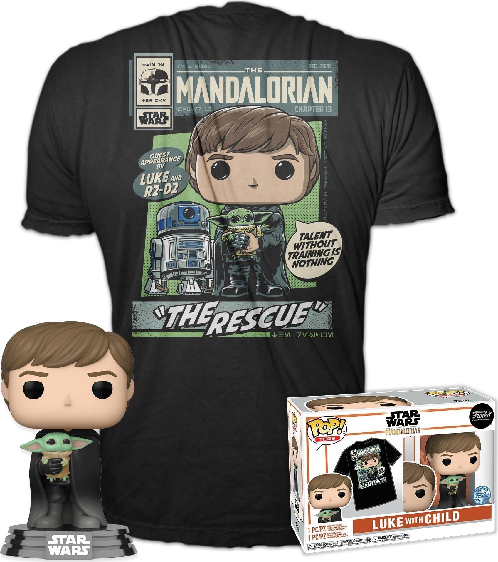 Star Wars: Funko Pop! & Tee - The Mandalorian - Luke w/Child (Tg, L)