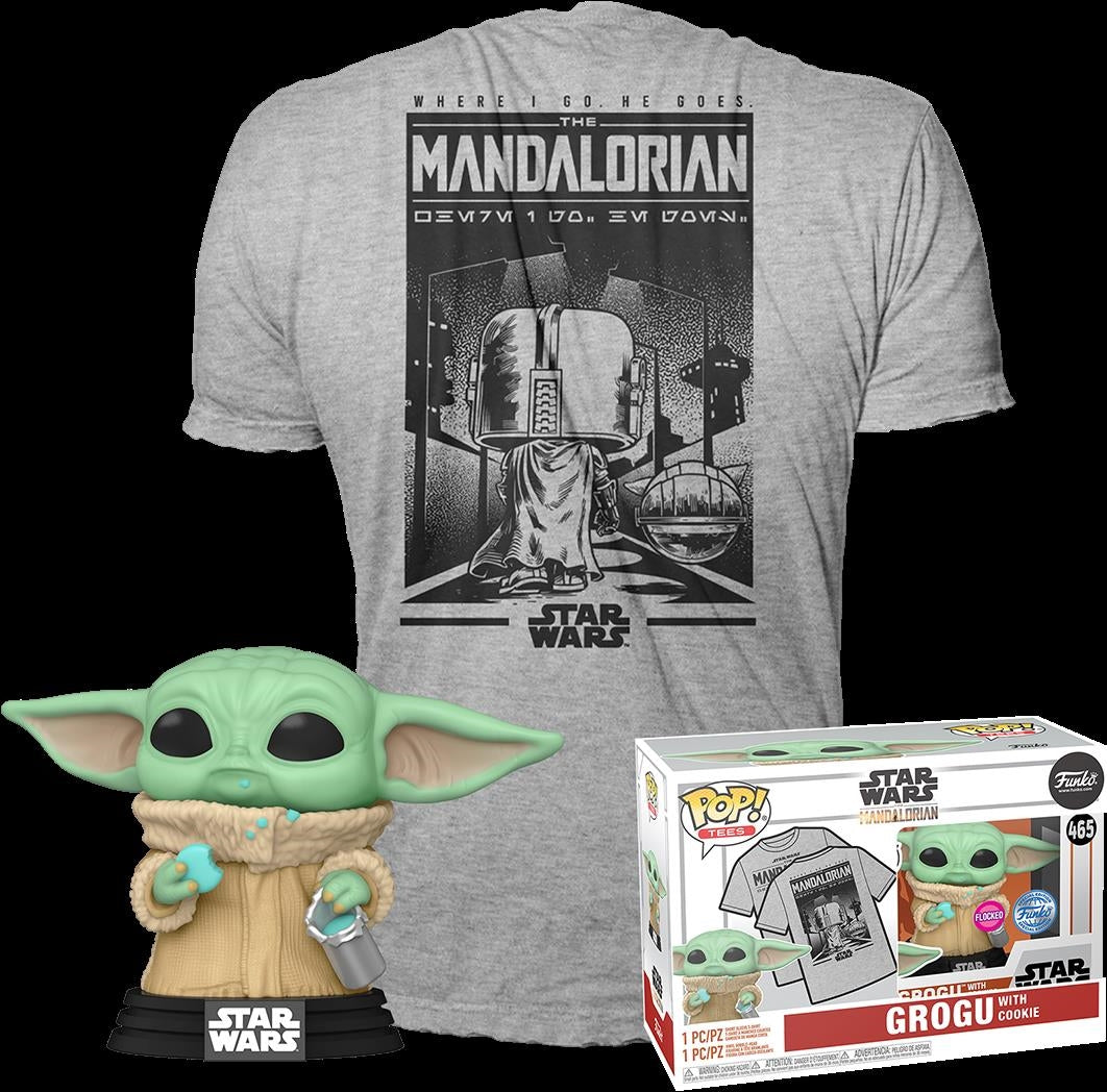 Star Wars: Funko Pop! Mini Pop! & Tee - The Mandalorian - Grogu With Cookie Tg. L