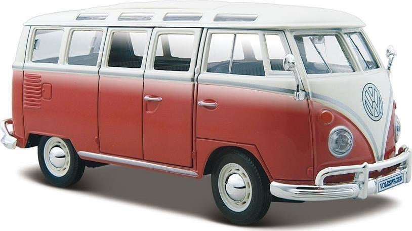 Maisto: Volkswagen Van Samba 1:24 (Blu / Rosso) (Modellino Die-Cast)
