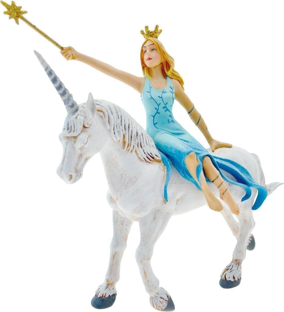 Plastoy: CEra Una Volta - Fata Turchina Su Liocorno Bianco