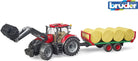 Bruder: 3198 - Trattore Case Ih Optum 300 Cvx Con Benna E Rimorchio Porta Balle Fieno