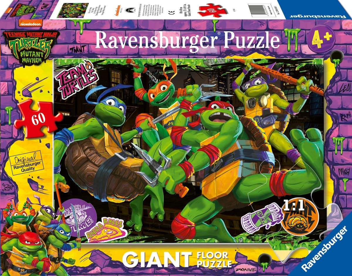 Teenage Mutant Ninja Turtles: Ravensburger - Puzzle Gigante Da Pavimento 60 Pz - Tmnt