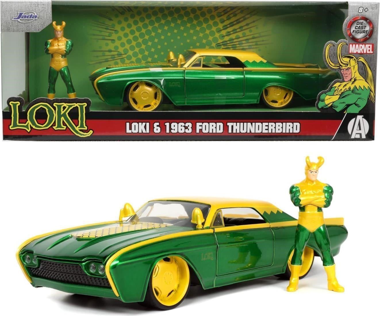 Marvel: Jada Toys - Loki Ford Thunderbird In Scala 1:24 Die-Castcon Personaggio