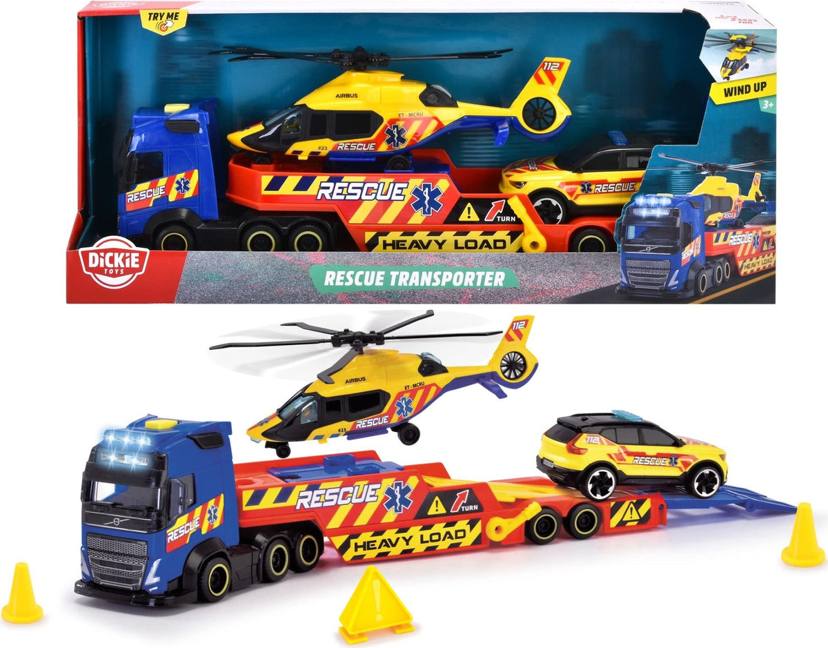 Dickie Toys: Transporter Met Reddingshelikopter