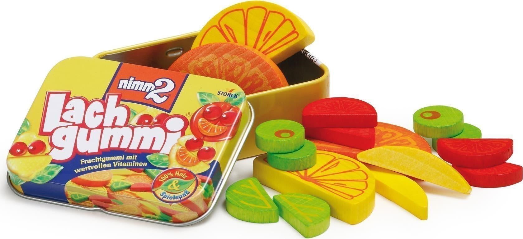 Erzi: Carmelle Gommose Ai Frutti In Scatoletta Di Metallo