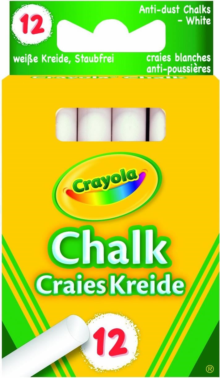 Crayola: 12 Gessi Bianchi Antipolvere