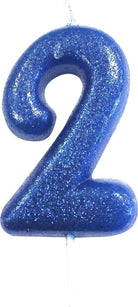 Amscan: Candela Glitterata Blu 7 Cm Nr. 2 Qs