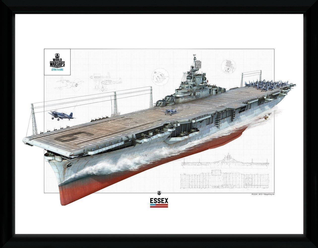 World Of Warships: Essex (Stampa In Cornice 30x40 Cm)