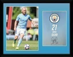 Manchester City: Silva 17/18 (Stampa In Cornice 30x40cm)