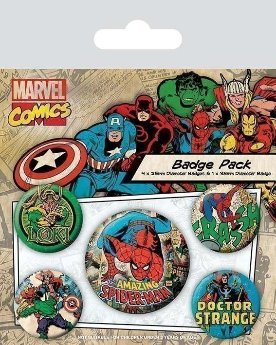 Marvel: Pyramid - Spider-Man - Retro (Pin Badge Pack / Set Spille)