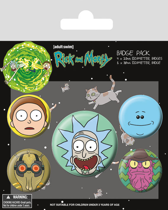 Rick And Morty: Pyramid - Heads (Pin Badge Pack / Set Spille)