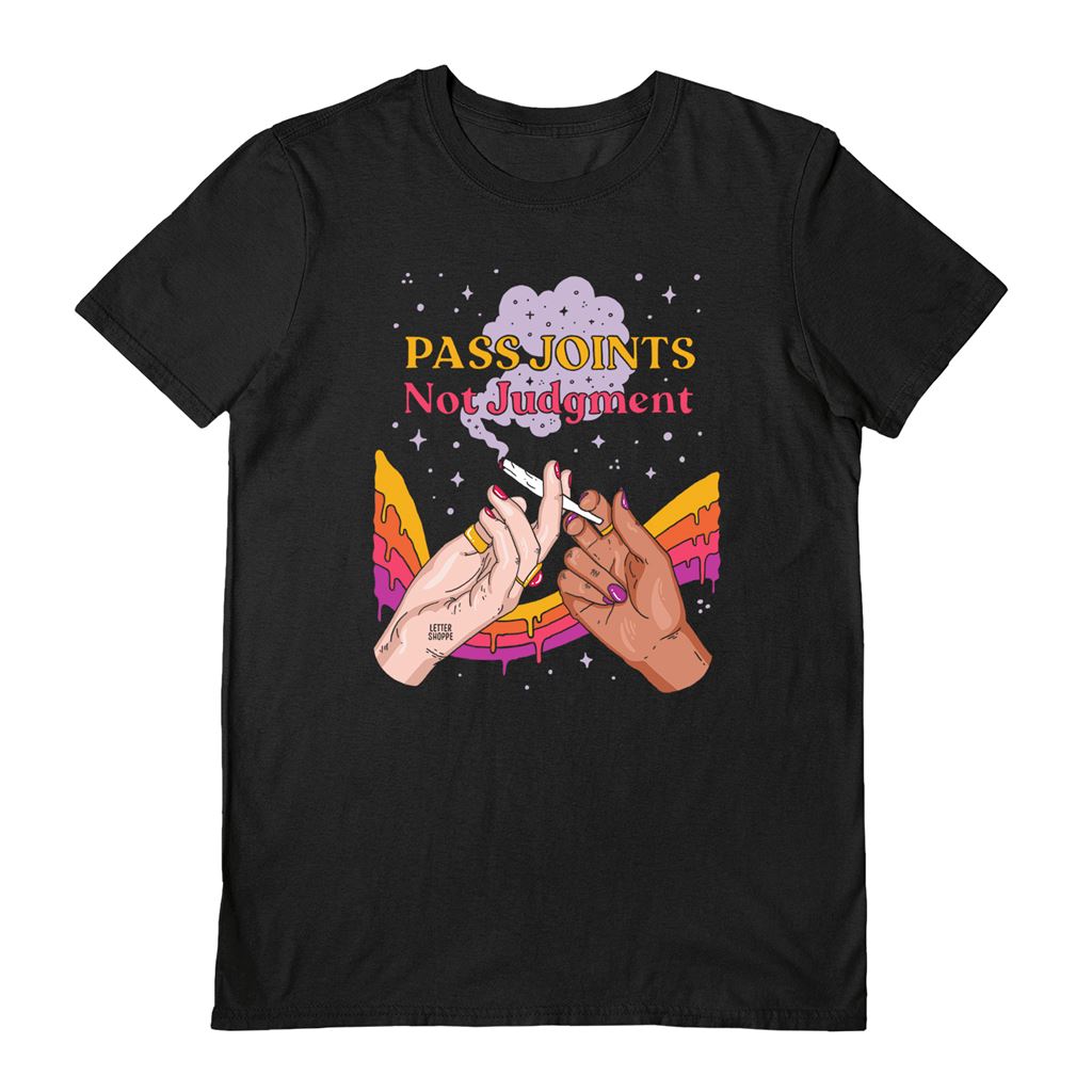 Letter Shoppe (Pass Joints Not Judgement) Black Unisex T-Shirt Xxl
