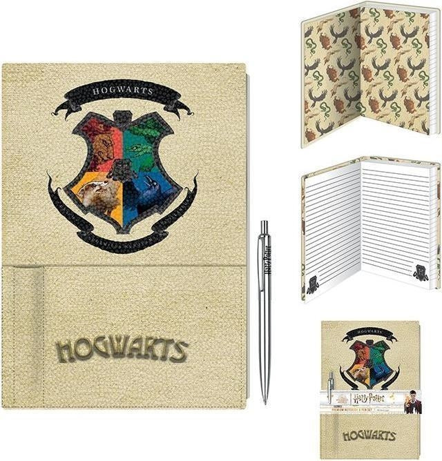 Harry Potter: Pyramid - Intricate Houses Premium Notebook With Pen (Set Quaderno+Penna)