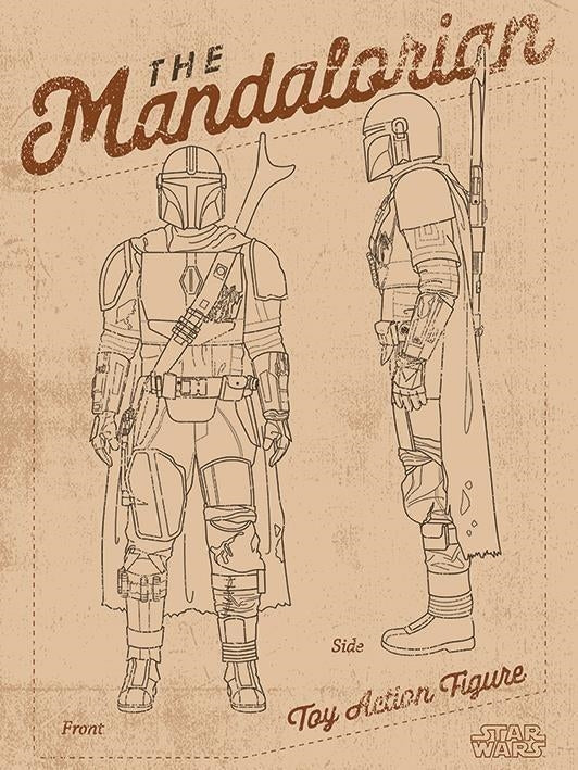 Star Wars: Pyramid - The Mandalorian - Action Figure (Stampa Su Tela 30X40 Cm)