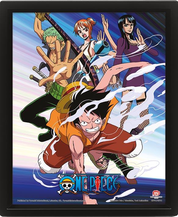 One Piece: Pyramid - Straw Hat Pirates Assault - Framed 25X20 Cm (3D Lenticular Print / Stampa)