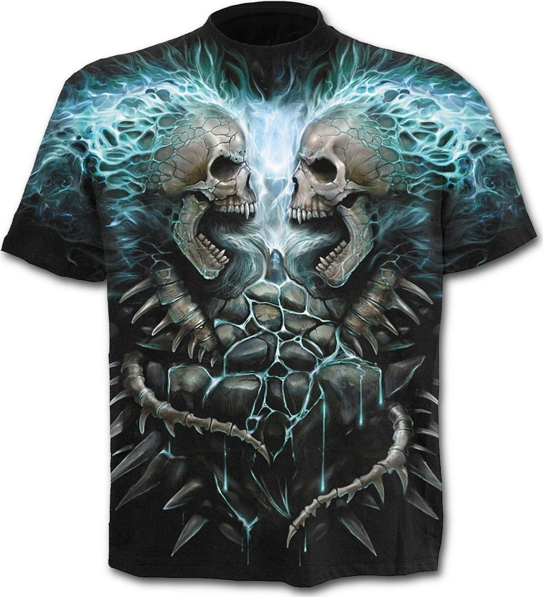 Spiral: Flaming Spine Allover T-shirt Black (T-Shirt Unisex Tg. S)