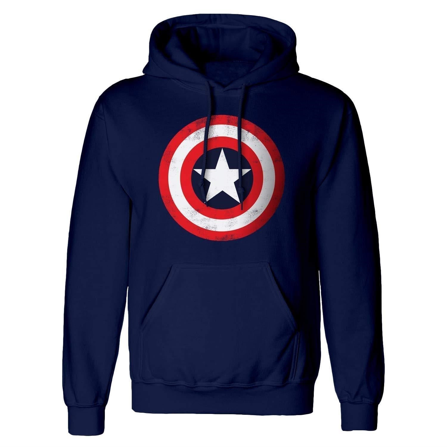 Marvel: Captain America Shield Blue (Felpa Con Cappuccio Unisex Tg. M)