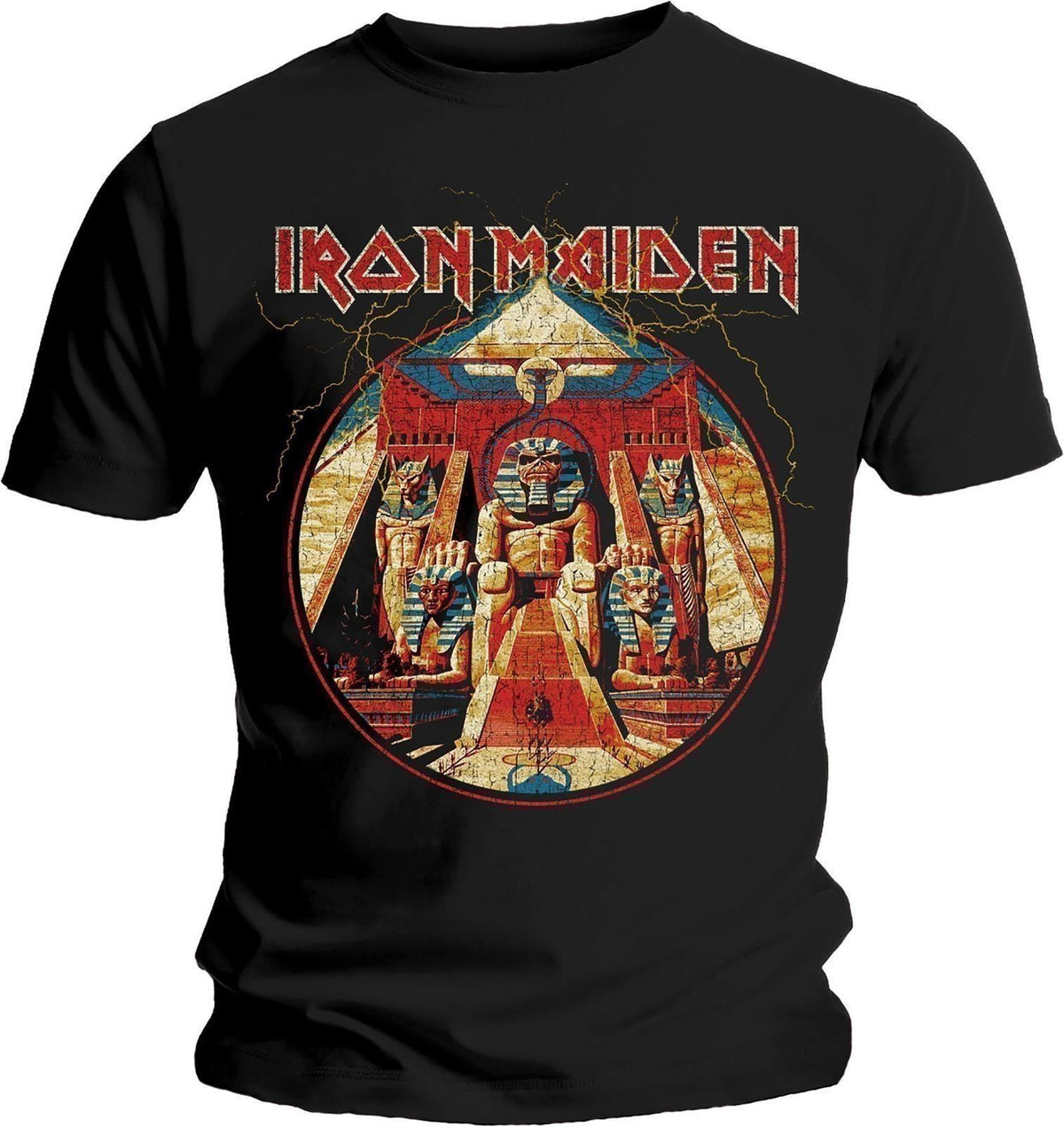 Iron Maiden: Rock Off - Powerslave Lightning Circle (T-Shirt Unisex Tg. L)