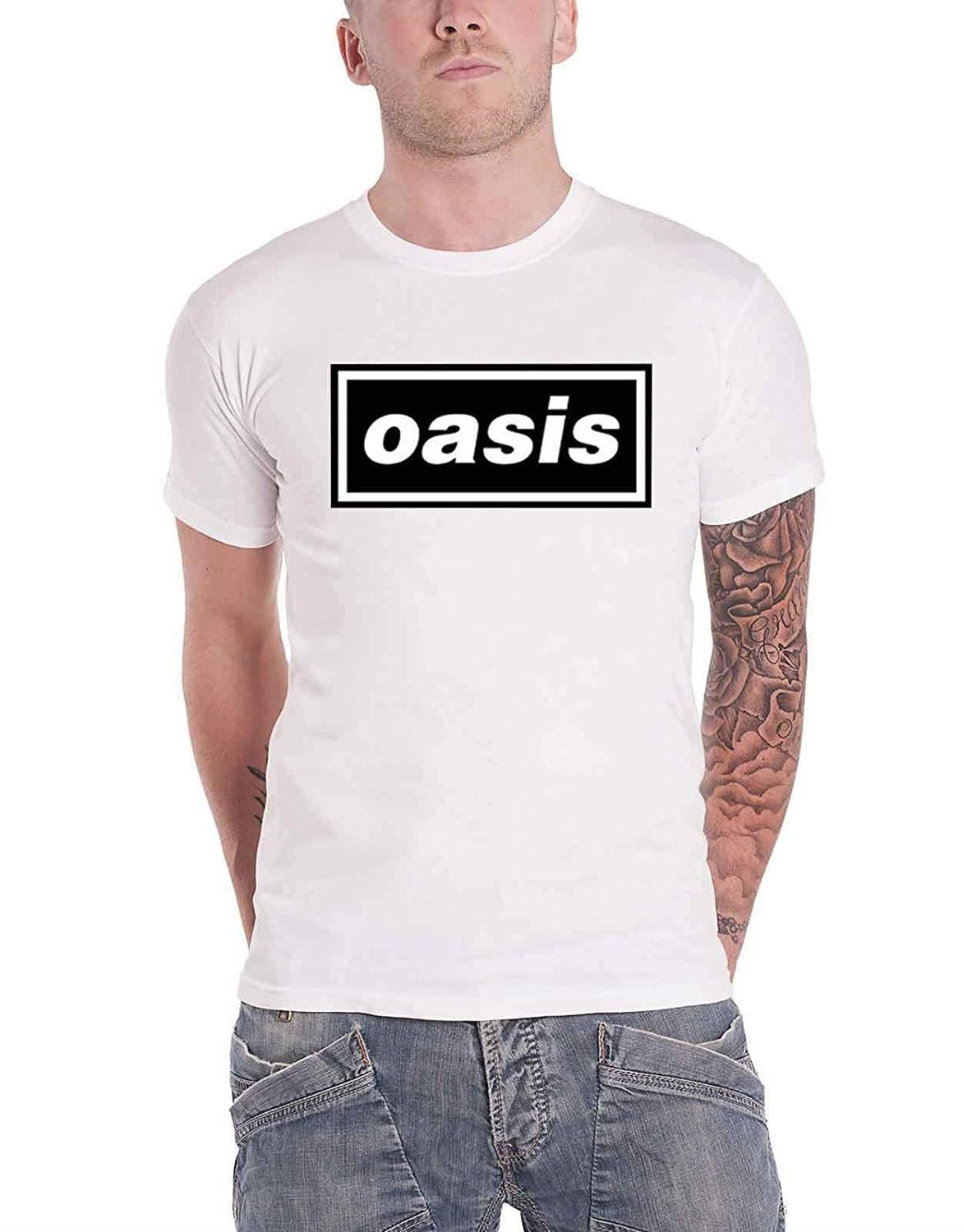 Oasis: Rock Off - Decca Logo White (T-Shirt Unisex Tg. L)