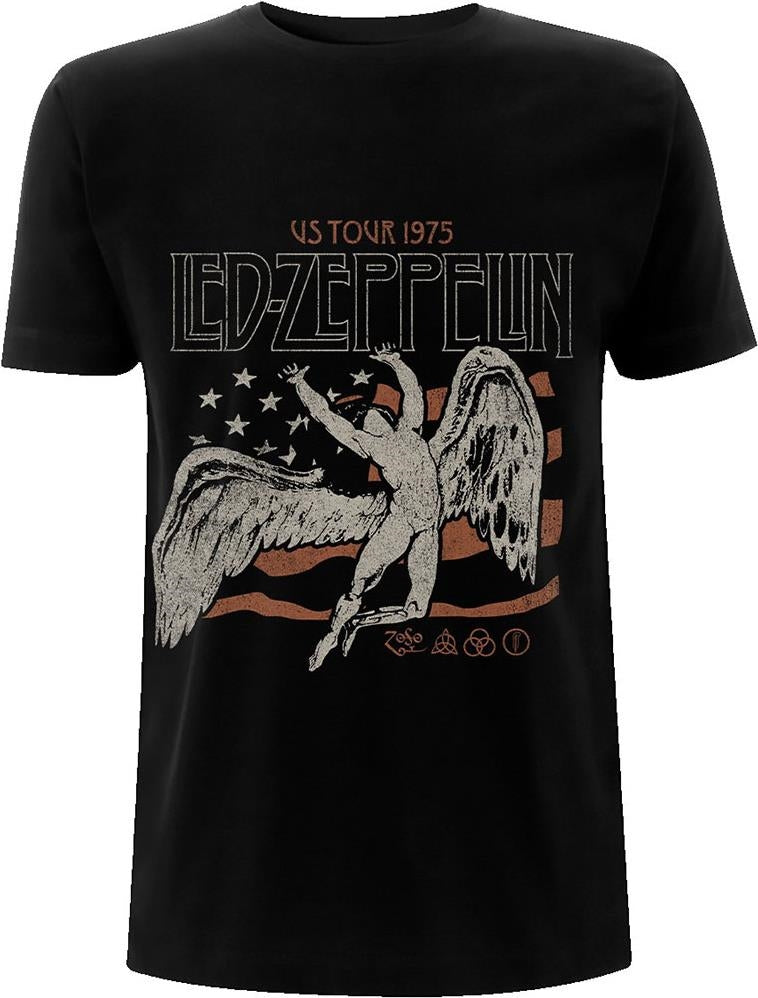 Led Zeppelin: Rock Off - Us 1975 Tour Flag (T-Shirt Unisex Tg. L)