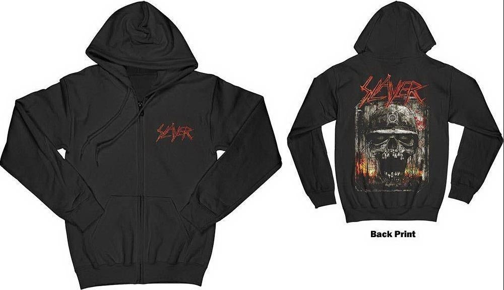 Slayer: Zipped Etched Skull (Back Print) (Felpa Con Cappuccio Unisex Tg. 2XL)