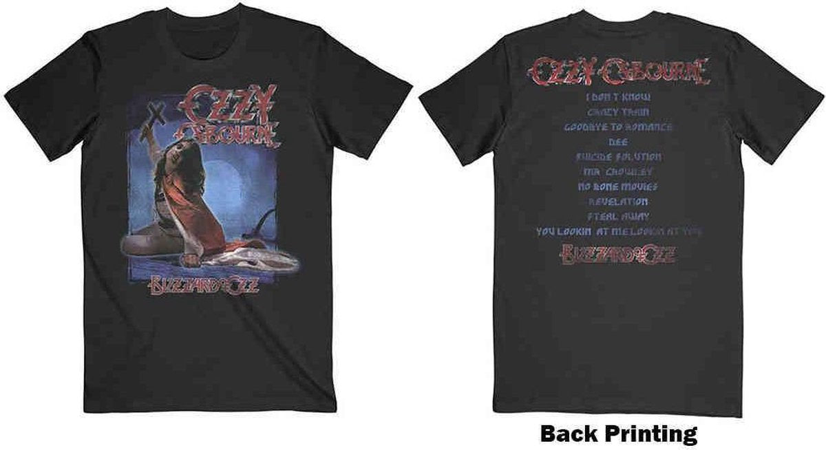 Ozzy Osbourne: Rock Off - Blizzard Of Ozz Tracklist Back Print (T-Shirt Unisex Tg. XL)