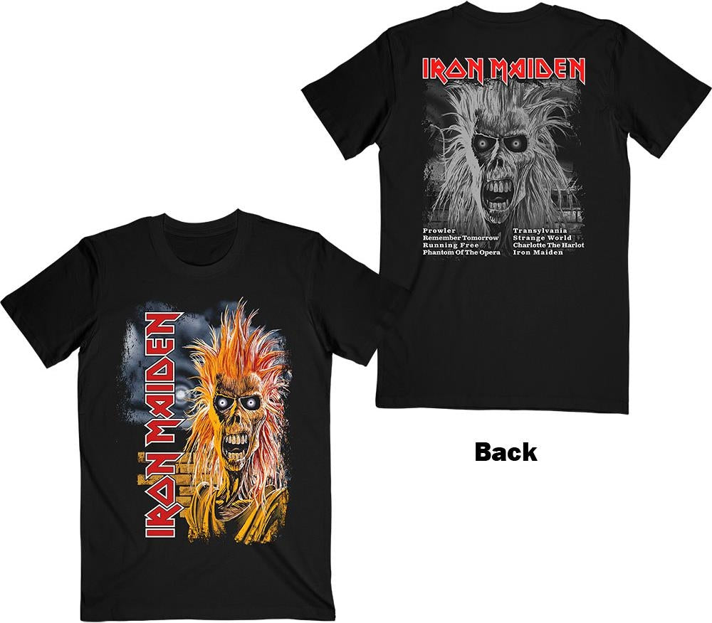 Iron Maiden: Rock Off - First Album Track List V.3. Back Print (T-Shirt Unisex Tg. S)