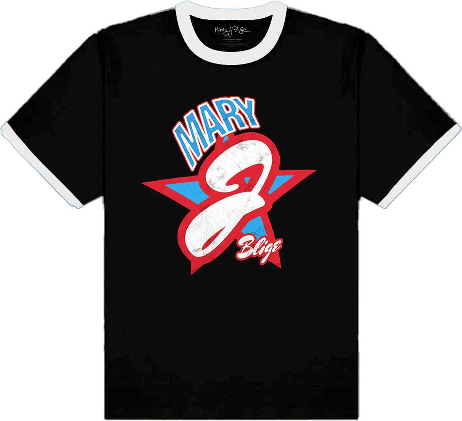 Mary J Blige: Mary J Blige Unisex T-Shirt: Americana (Ringer) (Small)