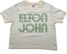 Elton John: Retro Text Ringer Crop Top (Sleeve Print) (Top Donna Tg. M)