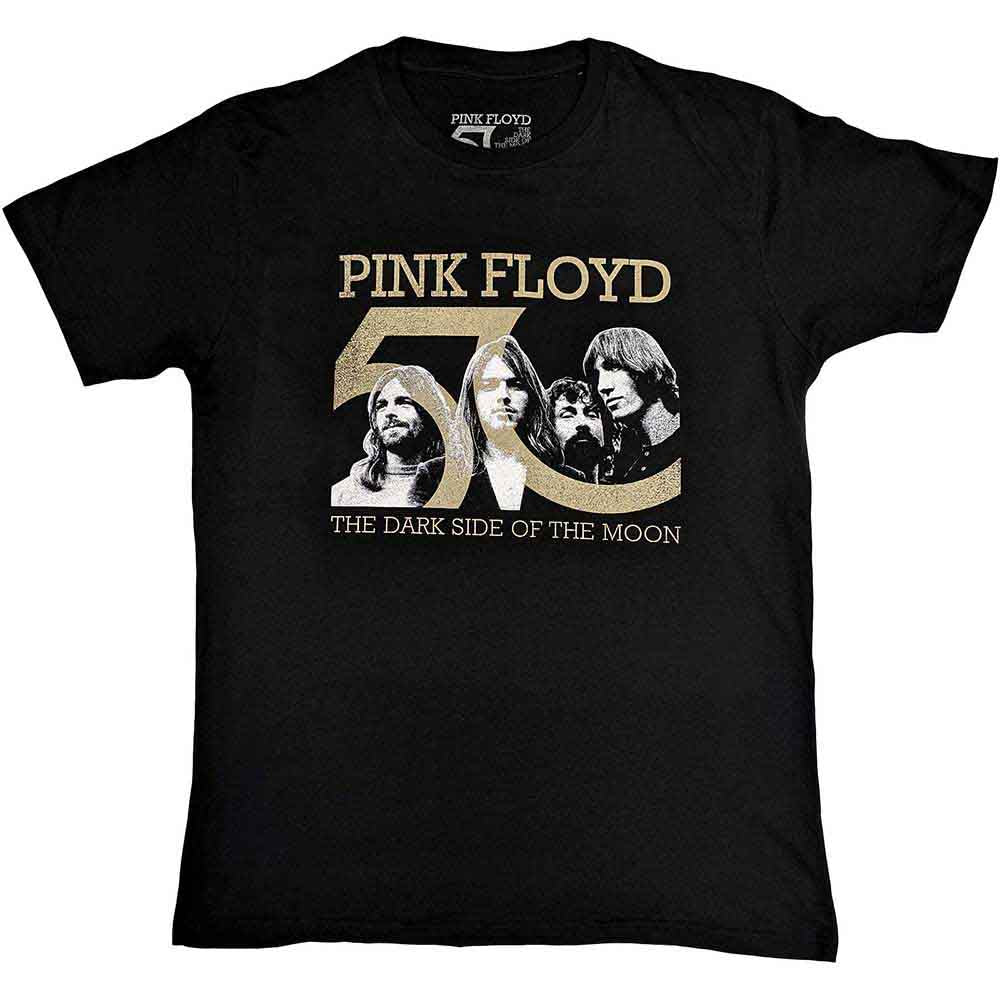 Pink Floyd: Rock Off - Band Photo & 50Th Logo Black (T-Shirt Unisex Tg. XL)