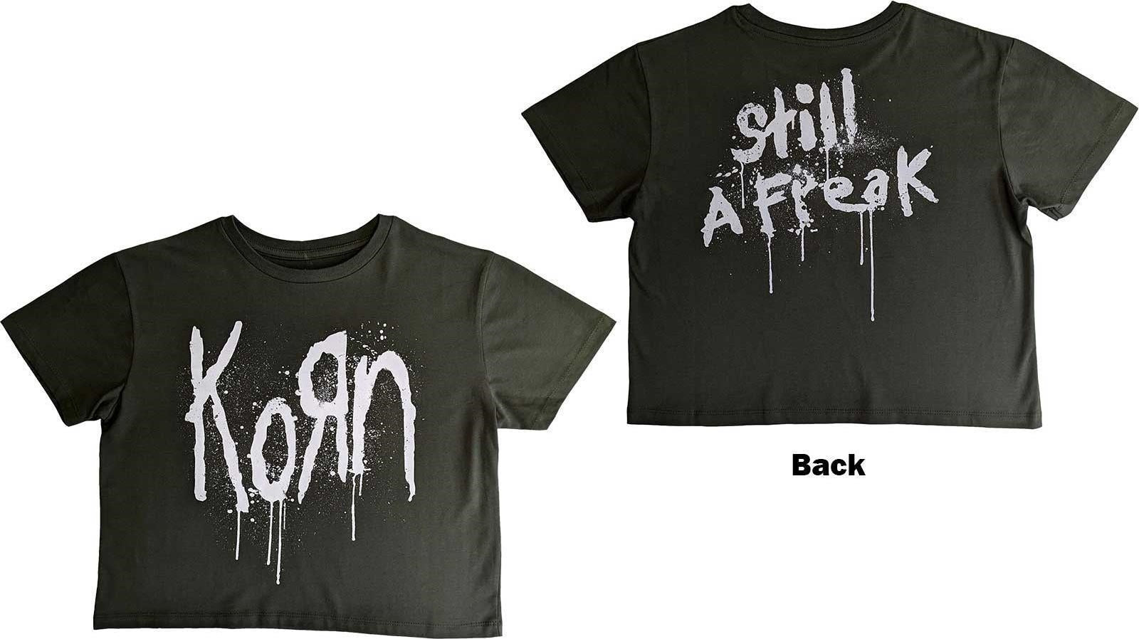 Korn: Rock Off - Still A Freak Back Print Green (Crop Top Donna Tg. M)