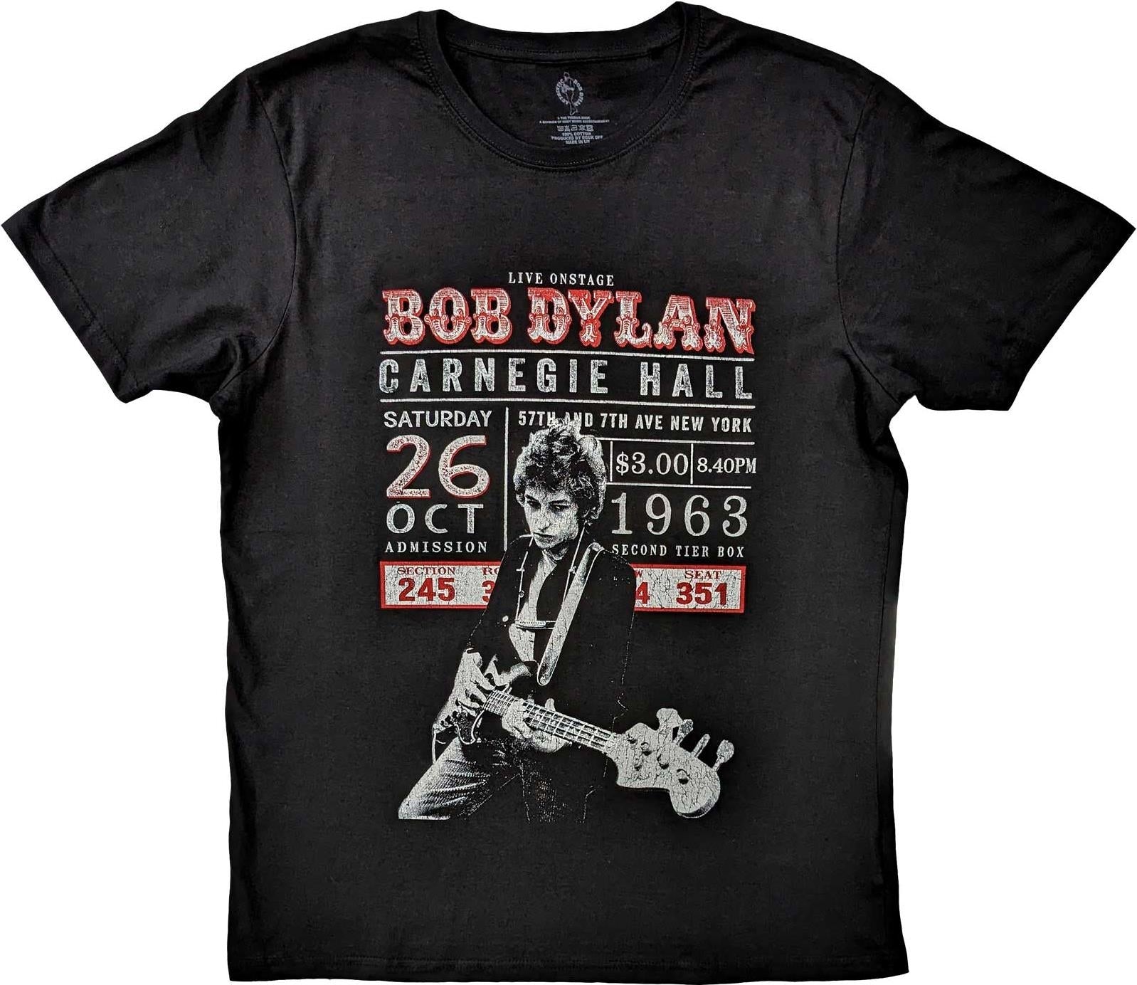 Bob Dylan: Rock Off - Carnegie Hall '63 Black (T-Shirt Unisex Tg. M)
