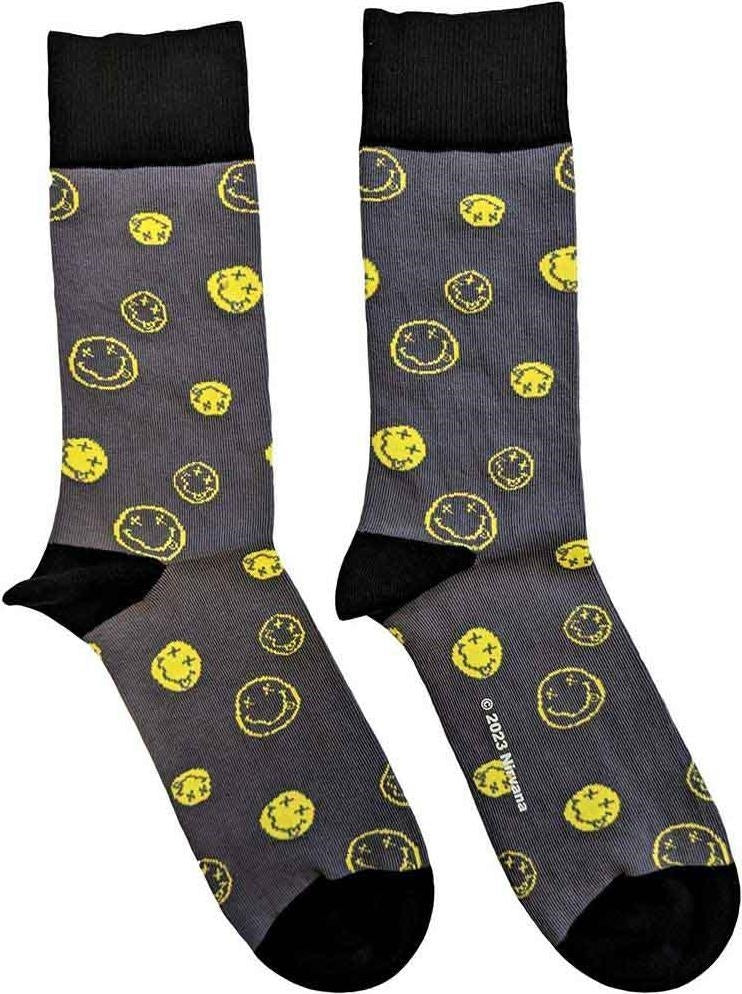 Nirvana: Mixed Happy Faces (Socks / Calzini Alti Unisex Tg. 40-43)