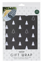 Wrap - Merry Christmas Tree Print - Black, Whit N