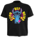 Spiral - Disney Stitch - Cute But Weird - Front Print T-Shirt Black