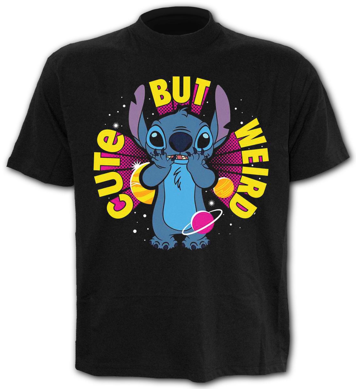 Spiral - Disney Stitch - Cute But Weird - Front Print T-Shirt Black
