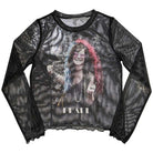 Janis Joplin Ladies Crop Top: Pearl Garden (Mesh) (Medium)