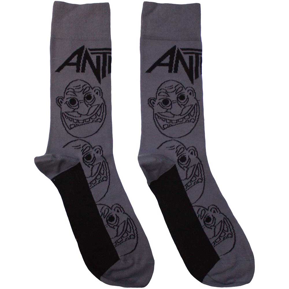 Anthrax: Rock Off - Faces Pattern Mono (Calzini Unisex Uk Size 7 - 11)