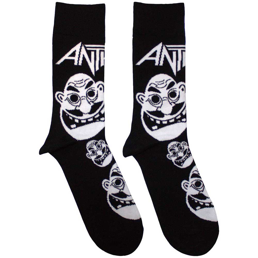 Anthrax: Rock Off - Faces Pattern B&W (Calzini Unisex Uk Size 7 - 11)