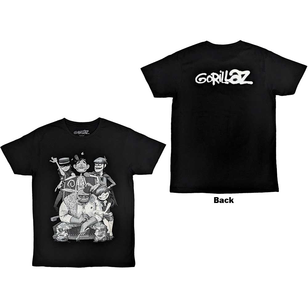 Gorillaz Unisex T-Shirt: George Spray (Back Print) (Large)
