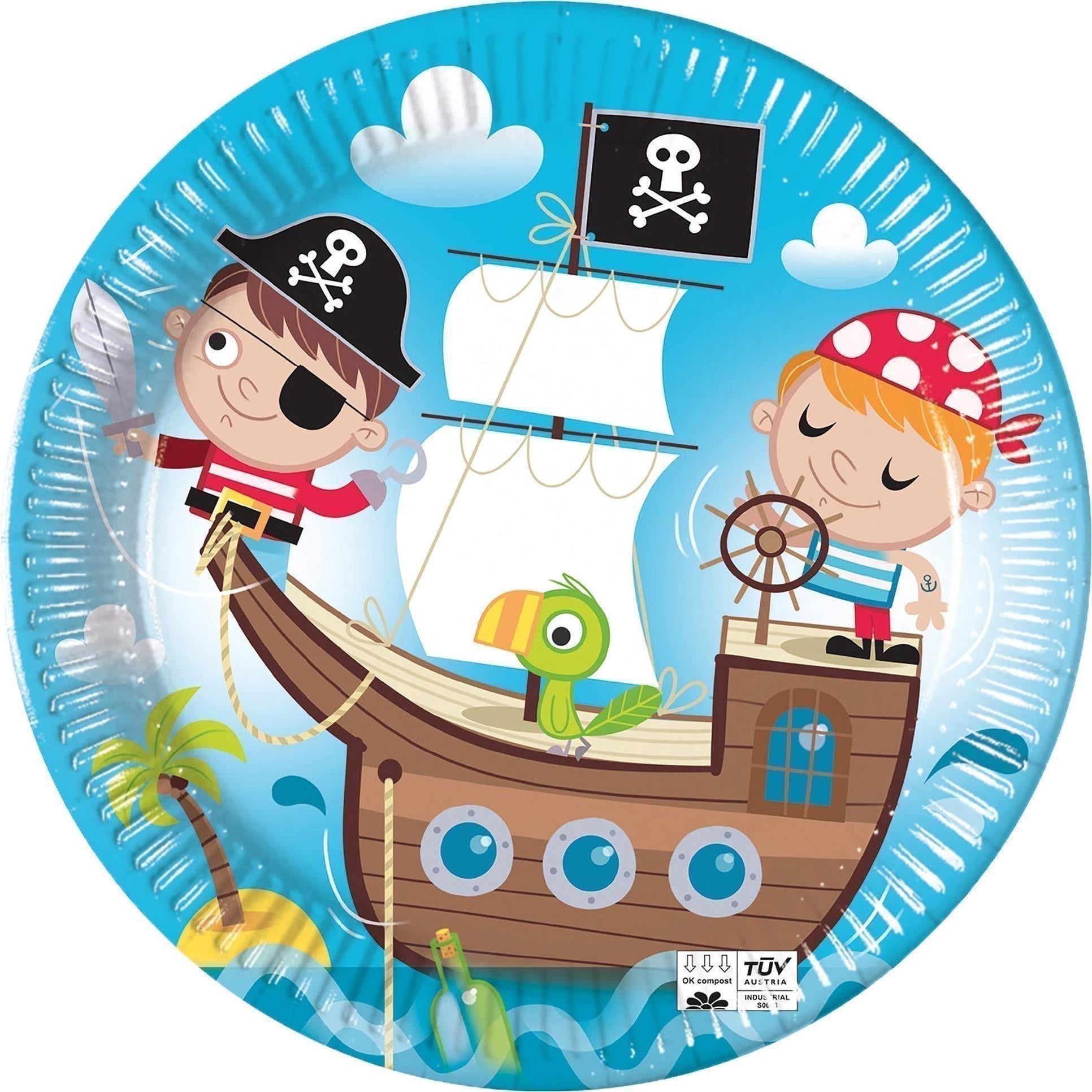 Party: Piatto Carta 23 Cm Compostabile Pirates Tr. Q