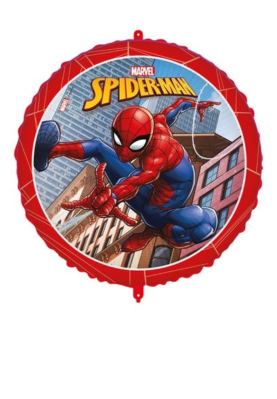Pall. Foil 45 Cm Spiderman Crime Fighter. Pallone Foil 18 - 45 Cm Spiderman Crime Fighter Con Pesetto E Nastro